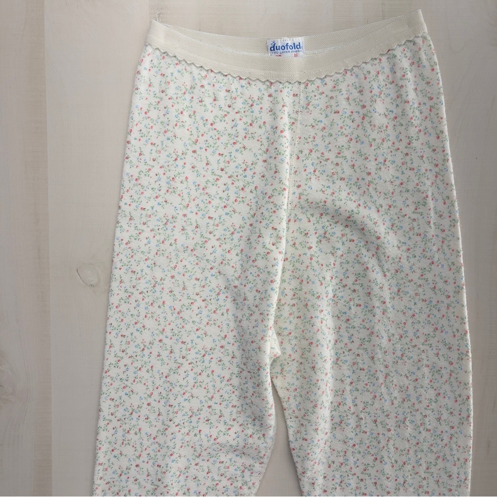 vtg 70s DUOFOLD floral layering leggings pants pajamas lounge ski snow warm 10 - Picture 4 of 6